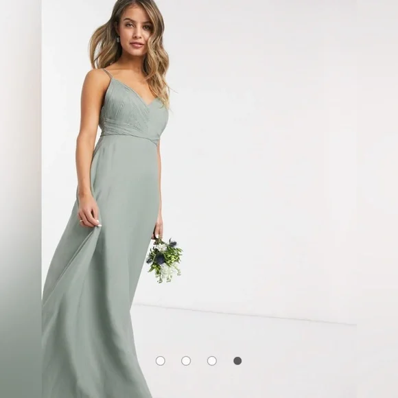 ASOS DESIGN Bridesmaid cami maxi dress with ruched bodice and tie waist - Picture 2 of 6
